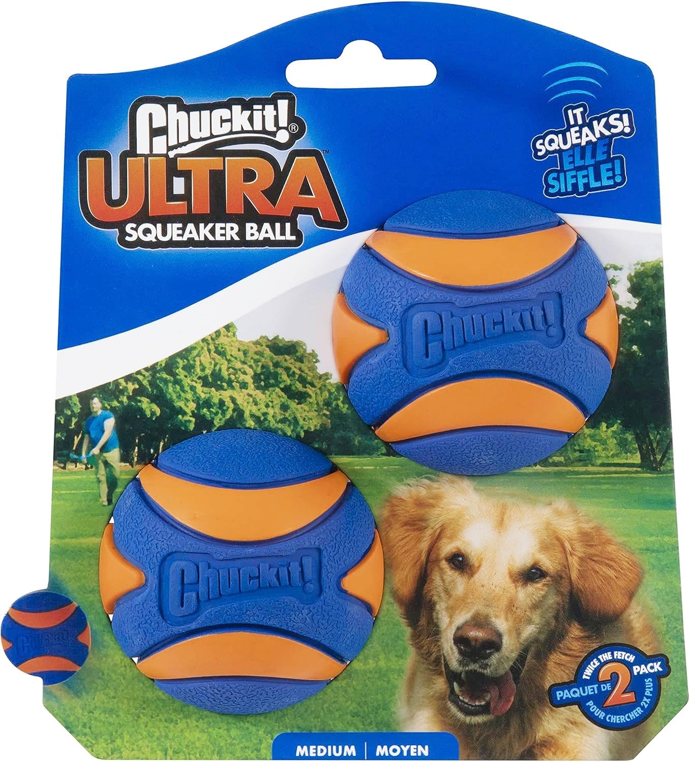 ChuckIt Ultra Balle Couinante Médium Paquet De 2