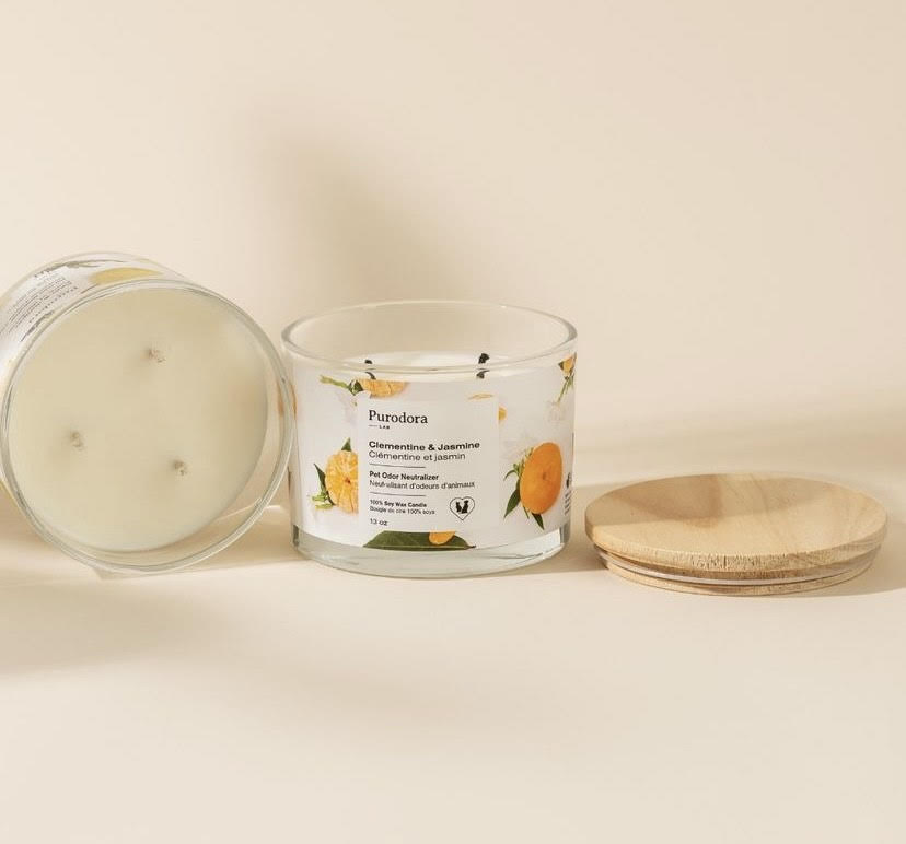 Purodora Lab Chandelle De Cire De Soya Et Neutralisant D'odeurs D'animaux 13oz