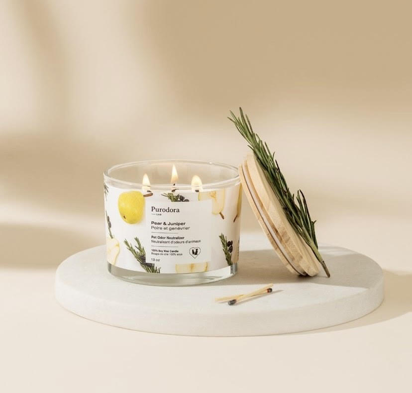 Purodora Lab Chandelle De Cire De Soya Et Neutralisant D'odeurs D'animaux 13oz