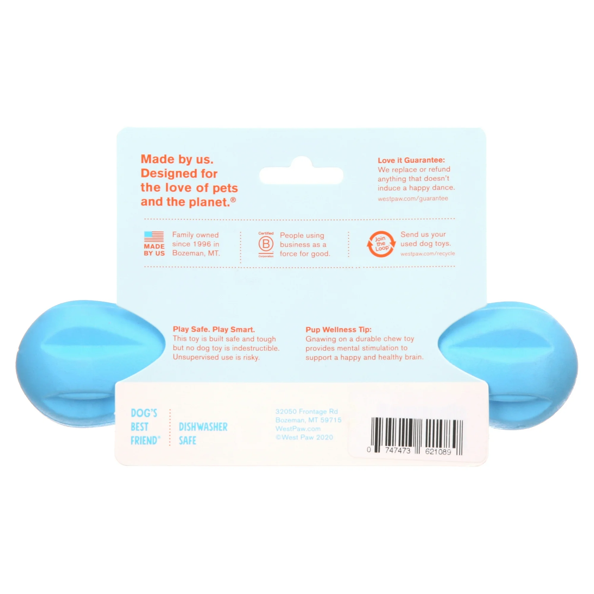 Jouet À Mâcher Robuste West  Paw Hurley, Bleu Aqua Large