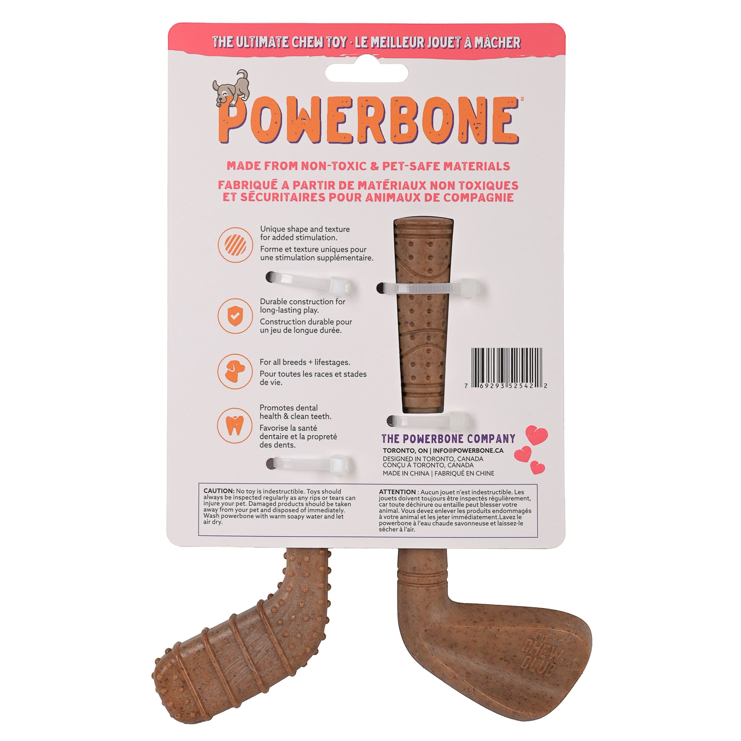 Powerbone Jouet à Mâcher Pour Chien, Nylon & Bambou - Duo Mini Bâtons De Golf Et De Hockey 7"