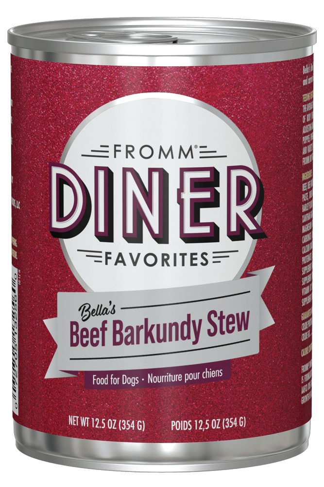 Fromm Diner Favorites Pâté Pour Chien Ragoût De Bœuf Barkundy De Bella En Conserve 354 g