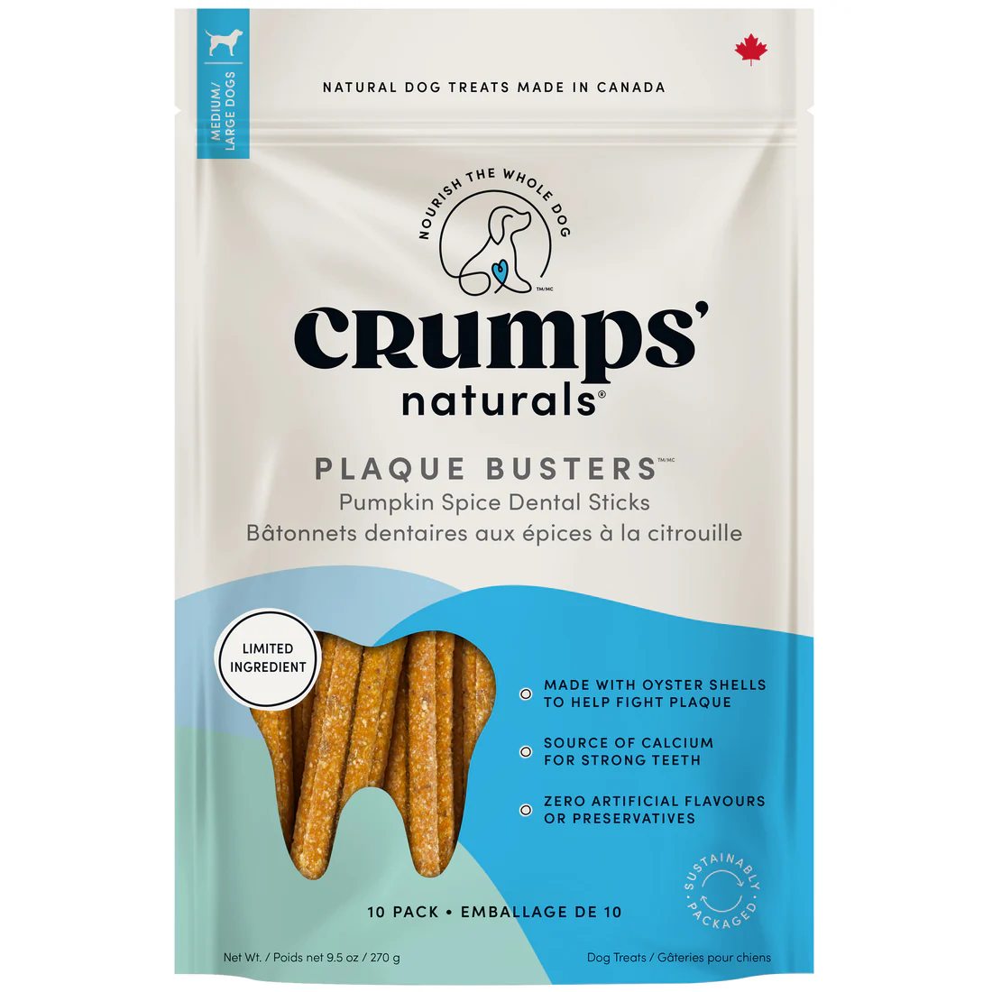 Crumps' Naturals Plaques Busters Bâtonnets Dentaires - Épices À La Citrouille