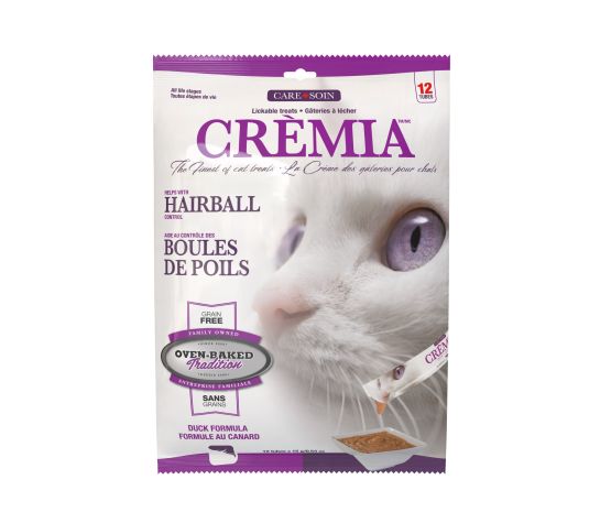 Crèmia Gâteries à Lécher Pour Chat, Sans Grains, Boules De Poils - Canard - 12 X 15 gr - Oven Bake Tradition