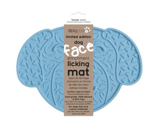 Tapis De Léchage en forme de tête de chien (bleu) - DexyPaws
